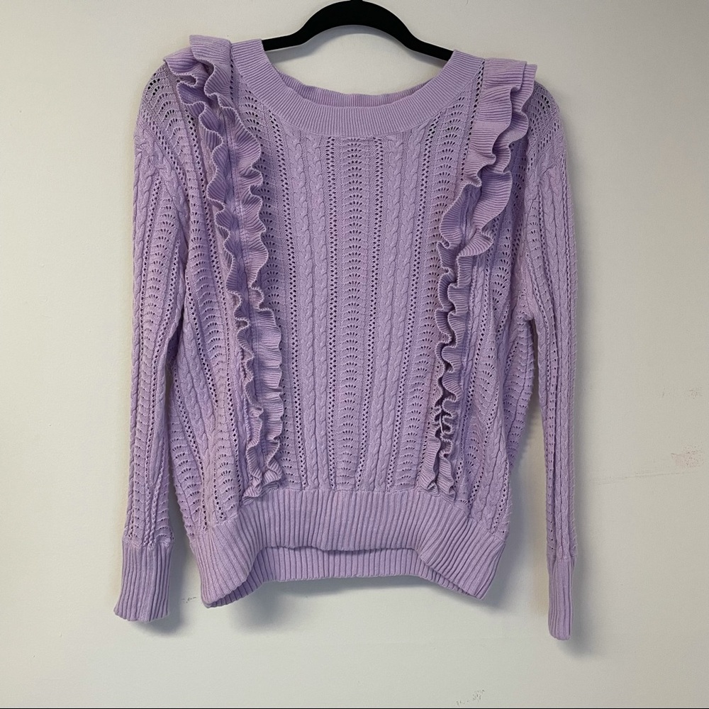 Dee Elly Lavender Purple Ruffle Sweater M